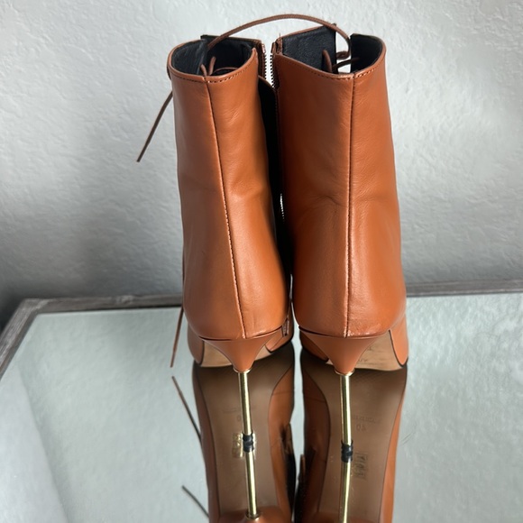 l'intervalle ankle boots w/gold accent high heels in chestnut nubuck 40/ US 9 - Picture 3 of 7